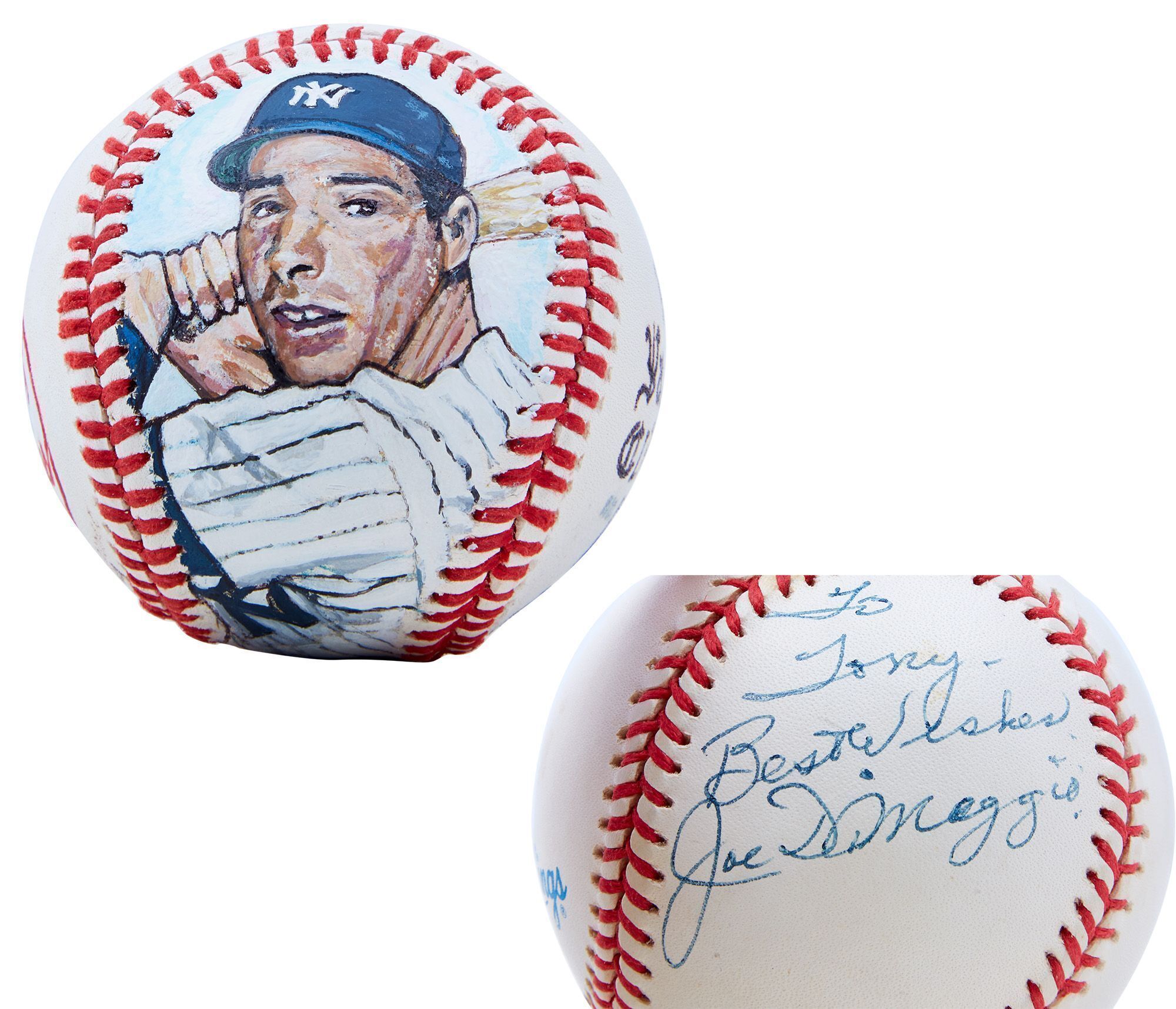 Joe DiMaggio signed baseball for Tony Bennett