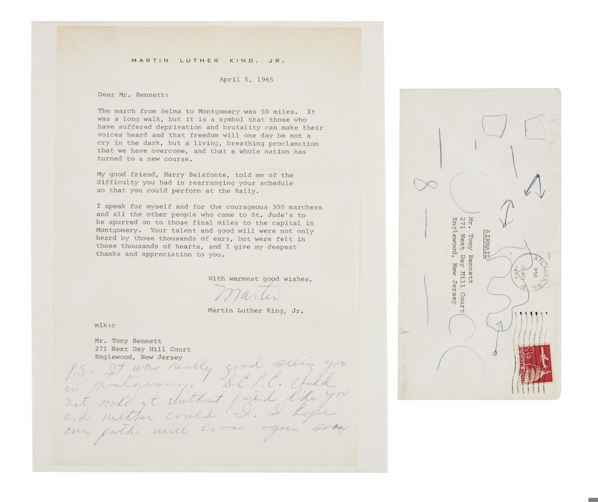 Letter written by Martin Luther King Jr. to Tony Bennett.