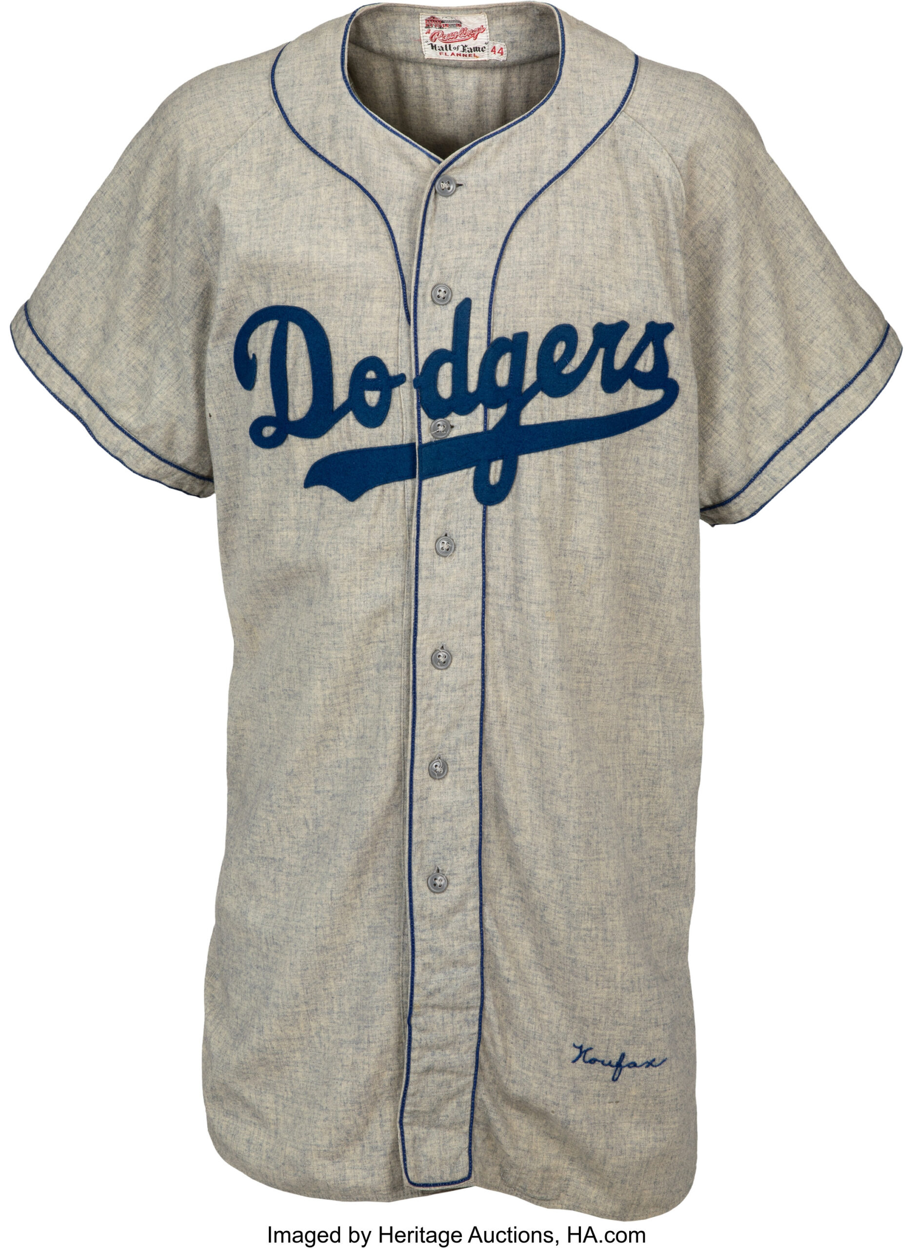 Game-worn Sandy Koufax rookie jersey from 1955