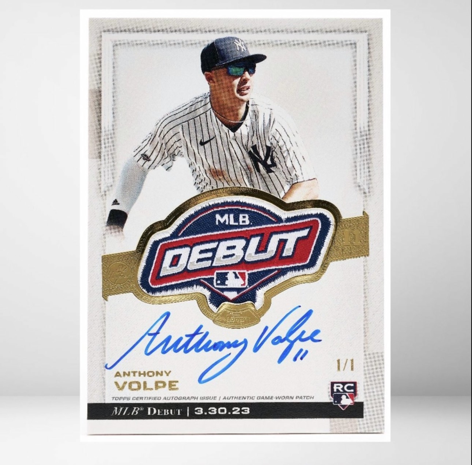 2023 Topps MLB Debut Patch Autograph Anthony Volpe rookie card